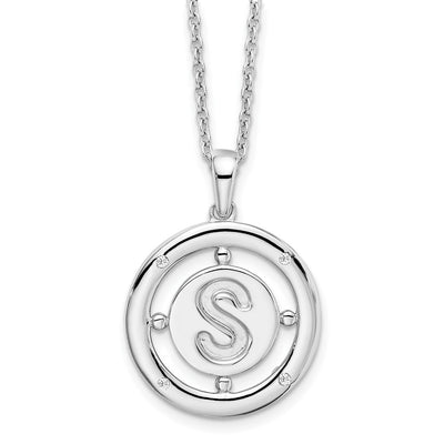 White Ice Sterling Silver Rhodium-plated Diamond Letter S Initial Necklace with Extender