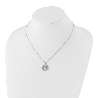 White Ice Sterling Silver Rhodium-plated Diamond Letter W Initial Necklace with Extender