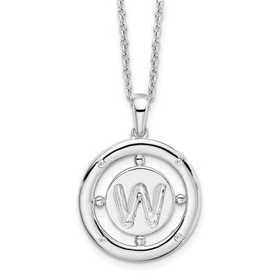 White Ice Sterling Silver Rhodium-plated Diamond Letter W Initial Necklace with Extender