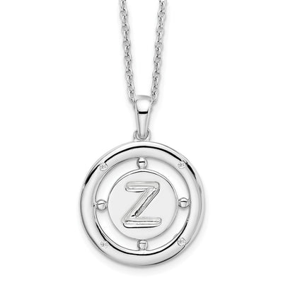 White Ice Sterling Silver Rhodium-plated Diamond Letter Z Initial Necklace with Extender