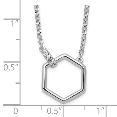 White Ice Sterling Silver Rhodium-plated Diamond Hexagon Necklace