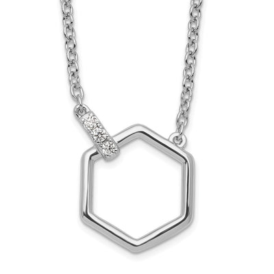 White Ice Sterling Silver Rhodium-plated Diamond Hexagon Necklace