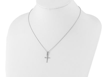 Sterling silver diamond cross necklace, another view
