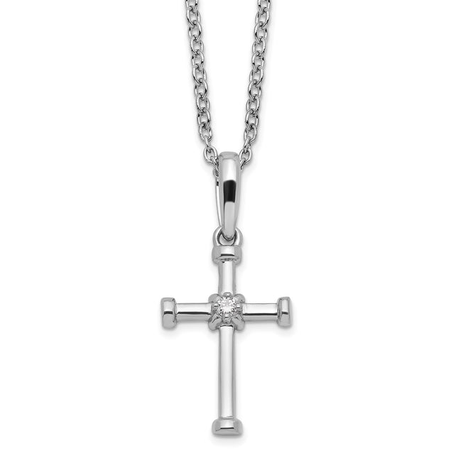 Sterling silver diamond cross necklace