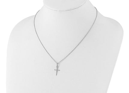 White Ice Sterling Silver Rhodium-plated Diamond Cross Necklace with Extender (Style QW515-18)