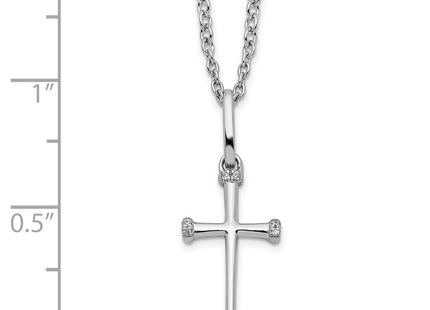 White Ice Sterling Silver Rhodium-plated Diamond Cross Necklace with Extender (Style QW515-18)