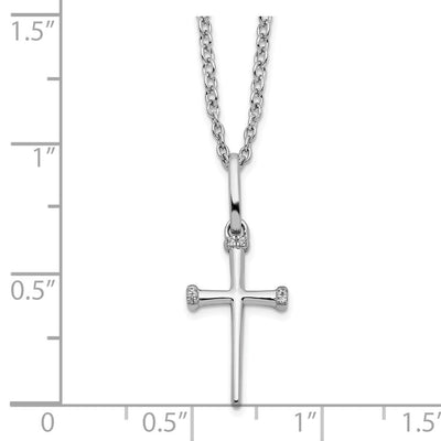 White Ice Sterling Silver Rhodium-plated Diamond Cross Necklace with Extender, 20 x 9.9mm