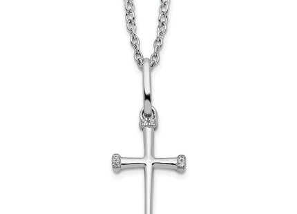 White Ice Sterling Silver Rhodium-plated Diamond Cross Necklace with Extender (Style QW515-18)