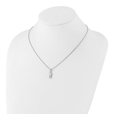 White Ice Sterling Silver Rhodium-plated Diamond Cross Tag Necklace with Extender
