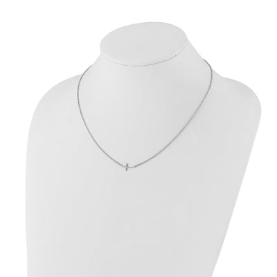 White Ice Sterling Silver Rhodium-plated Diamond Sideways Cross Necklace