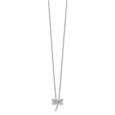 White Ice Sterling Silver Rhodium-plated Diamond Dragonfly Necklace with Extender
