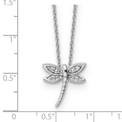 White Ice Sterling Silver Rhodium-plated Diamond Dragonfly Necklace with Extender