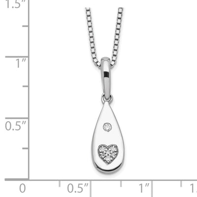White Ice Sterling Silver Rhodium-plated Diamond Heart Teardrop Necklace with Extender
