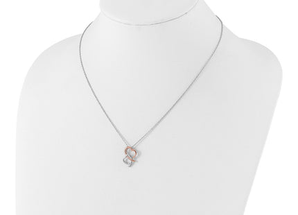 Sterling silver diamond heart necklace, another view