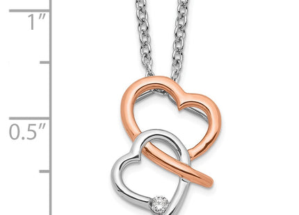Sterling silver diamond heart necklace, further view