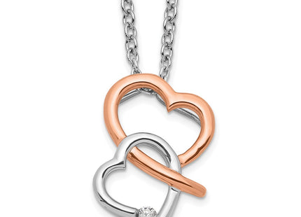 Sterling silver diamond heart necklace