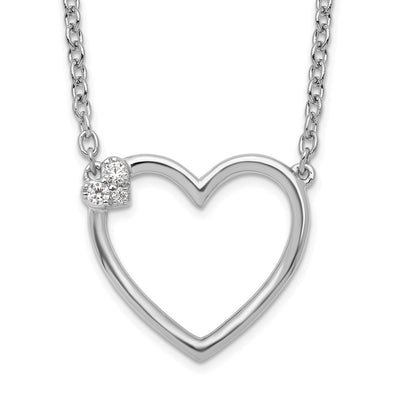 White Ice Sterling Silver Rhodium-plated Diamond Open Heart Necklace