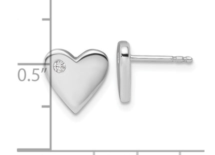 White Ice Sterling Silver Rhodium-plated Diamond Heart Earrings (Style QW535)