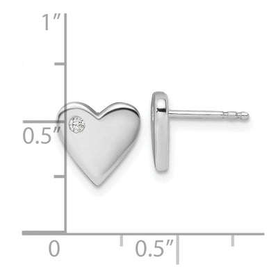White Ice Sterling Silver Rhodium-plated Diamond Heart Earrings, 8 x 8mm
