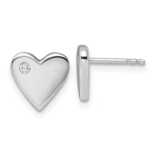 White Ice Sterling Silver Rhodium-plated Diamond Heart Earrings (Style QW535)