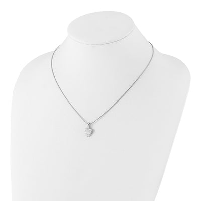 White Ice Sterling Silver Rhodium-plated Diamond Heart Necklace with Extender, 20 x 11.3mm