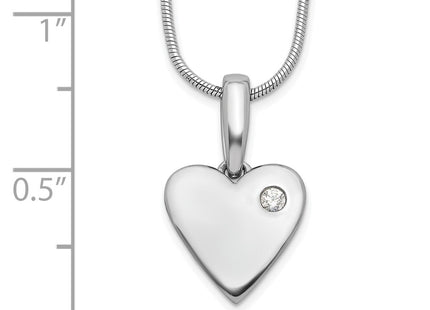 Sterling silver diamond heart necklace, further view