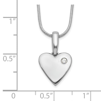 White Ice Sterling Silver Rhodium-plated Diamond Heart Necklace with Extender, 20 x 11.3mm
