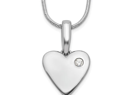 Sterling silver diamond heart necklace