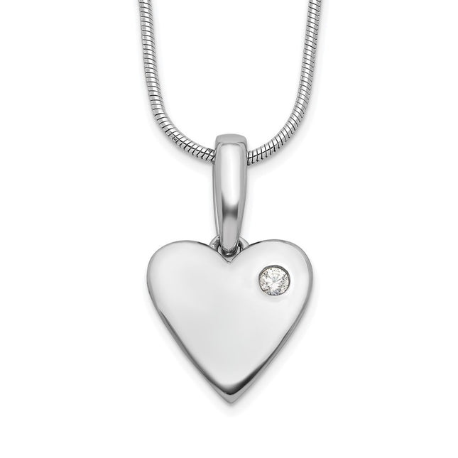 Sterling silver diamond heart necklace