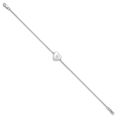White Ice Sterling Silver Rhodium-plated Diamond Heart with . Extender