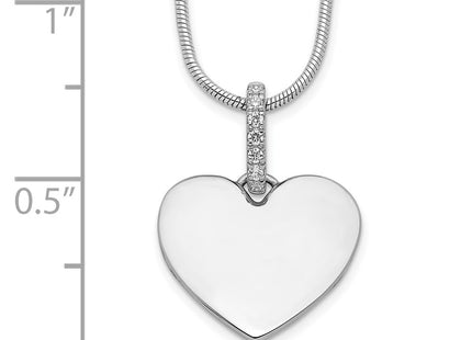 Sterling silver diamond heart necklace, further view