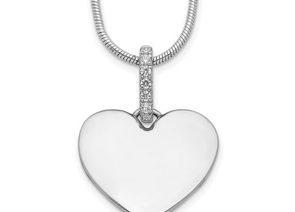 Sterling silver diamond heart necklace