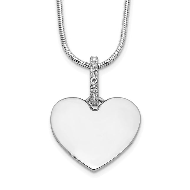 Sterling silver diamond heart necklace