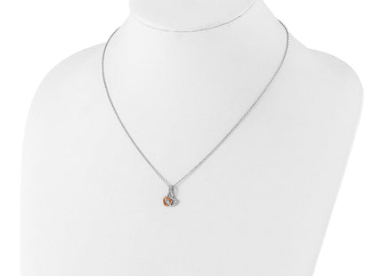 White Ice Sterling Silver Rhodium-plated Rose-tone Diamond Hearts Necklace with Extender (Style QW541-18)