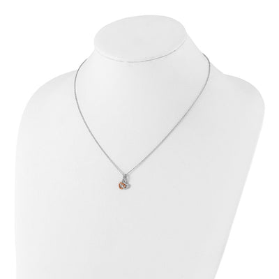 White Ice Sterling Silver Rhodium-plated Rose-tone Diamond Hearts Necklace with Extender, 20 x 10.8mm
