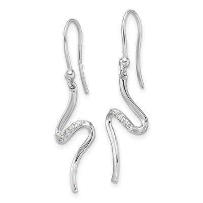 White Ice Sterling Silver Rhodium-plated Diamond Shepherd Hook Dangle Earrings, 38.4 x 10mm