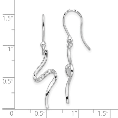 White Ice Sterling Silver Rhodium-plated Diamond Shepherd Hook Dangle Earrings, 38.4 x 10mm