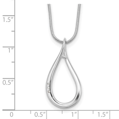 White Ice Sterling Silver Rhodium-plated Diamond Teardrop Necklace plus Extender