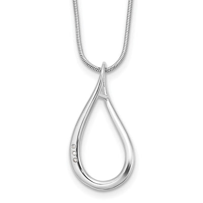 White Ice Sterling Silver Rhodium-plated Diamond Teardrop Necklace plus Extender