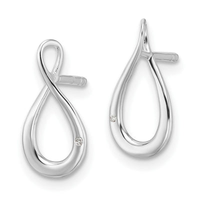 White Ice Sterling Silver Rhodium-plated Diamond Post Earrings, 14 x 7.4mm