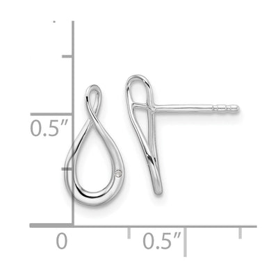White Ice Sterling Silver Rhodium-plated Diamond Post Earrings, 14 x 7.4mm