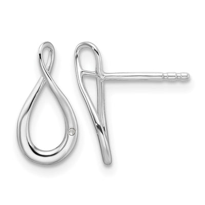 White Ice Sterling Silver Rhodium-plated Diamond Post Earrings, 14 x 7.4mm