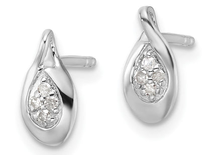 Sterling silver diamond earrings, alternate view