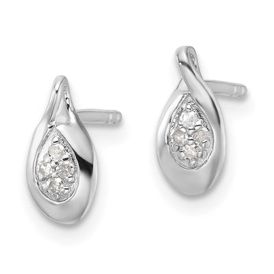White Ice Sterling Silver Rhodium-plated Diamond Post Earrings, 10.25 x 5.25mm