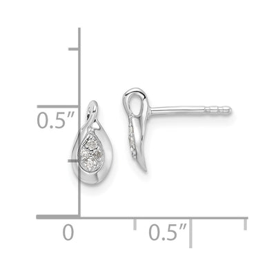 White Ice Sterling Silver Rhodium-plated Diamond Post Earrings, 10.25 x 5.25mm
