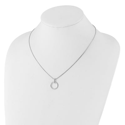 White Ice Sterling Silver Rhodium-plated Diamond Open Circle Necklace plus Extender
