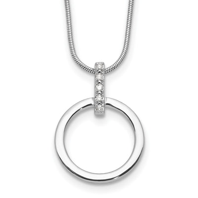 White Ice Sterling Silver Rhodium-plated Diamond Open Circle Necklace plus Extender