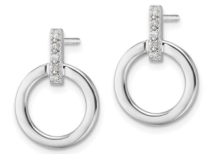 White Ice Sterling Silver Rhodium-plated Diamond Open Circle Post Earrings (Style QW559)