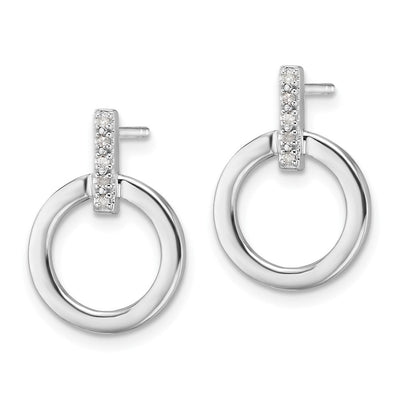 White Ice Sterling Silver Rhodium-plated Diamond Open Circle Post Earrings, 18.25 x 12.75mm