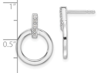 White Ice Sterling Silver Rhodium-plated Diamond Open Circle Post Earrings (Style QW559)